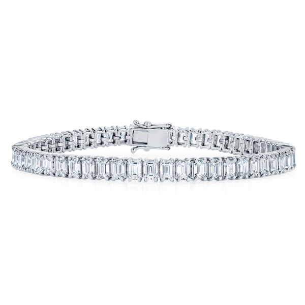 LUXE 12.00ct Lab Diamond Tennis Bracelet with IGI Certified Emerald-Cut Diamonds in 18K White Gold